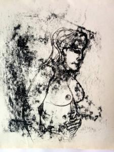 Proflle monoprint of nude woman
