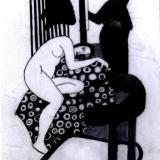 female figure on fabric in Cornwall studio