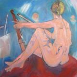 Nude woman with violin