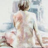 seated female nude watercolour