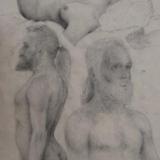 Figure sketches.  Charcoal on paper