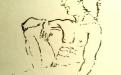 brush drawing of classical seated male nude