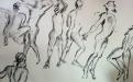 group of sketches of nude man in movement