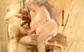 oil sketch of a reclining blonde female nude
