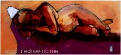 reclining figure watercolour Cornwall