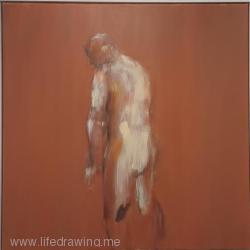 Back view of nude man standing