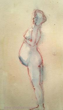 nude Newlyn woman standing drawing