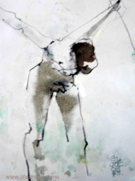 gesture drawing of standing man
