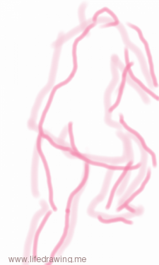 Android smartphone sketch of a nude woman