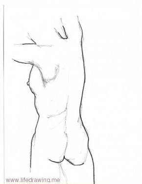 pencil drawing of Cornwall woman's back